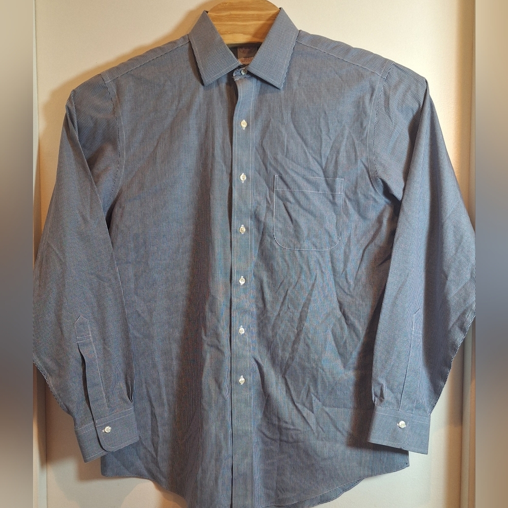 Brooks Brothers 16-36 Regular Fit Checker Black & White Men's‎ Button Up Shirt